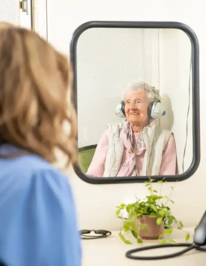Woman getting hearing test at Victorian Hearing