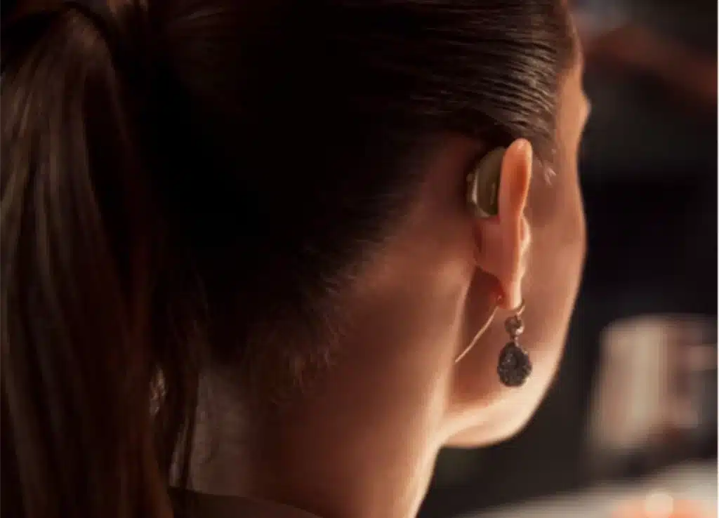 Widex hearing aids on young woman